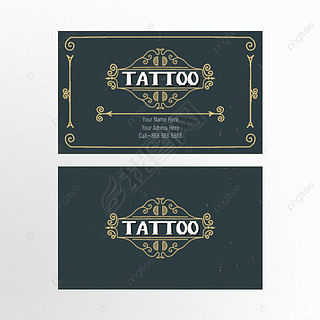 纹身线条花纹斑驳绿色名片