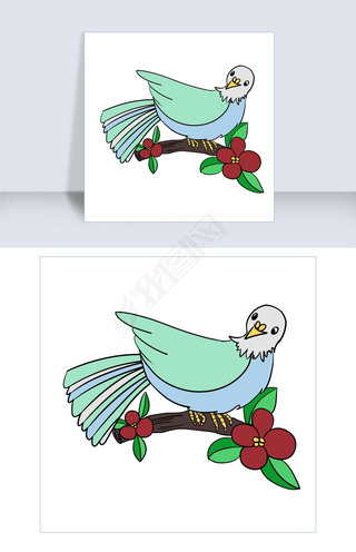 手绘卡通小鸟插画