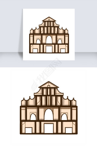 地标性建筑澳门插画