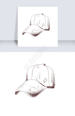 线描帽子手绘插画