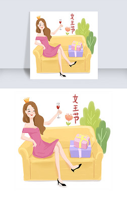 38妇女节女王节手绘插画