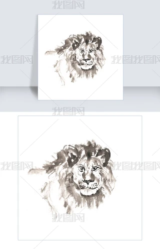 狮子的水墨画专题模板-狮子的水墨画图片素材下载-我图网