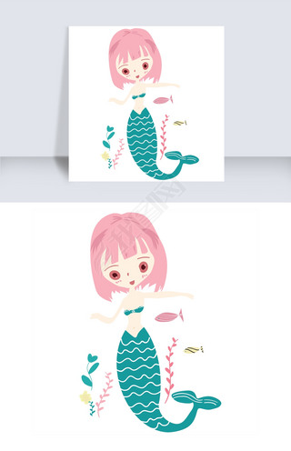 手绘美人鱼免抠图