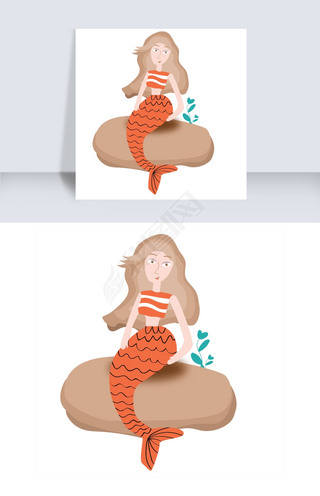 沙滩上的美人鱼免抠图