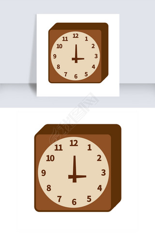 方形棕色落地钟卡通装饰素材免费下载