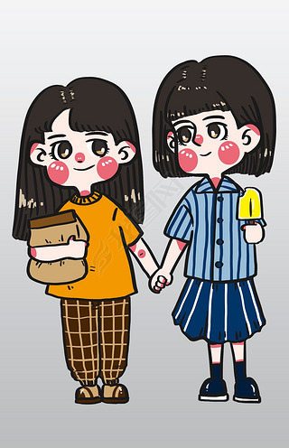 闺蜜三人行卡通专题模板-闺蜜三人行卡通图片素材下载-我图网