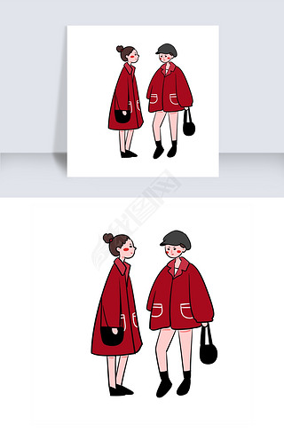 好姐妹拥抱卡通专题模板-好姐妹拥抱卡通图片素材下载-我图网