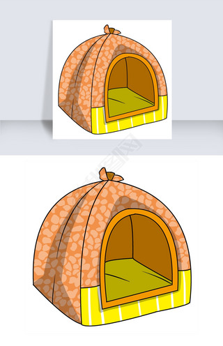 橙色宠物小窝插画
