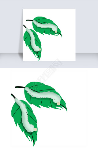 春蚕装饰图案绿色蚕宝宝