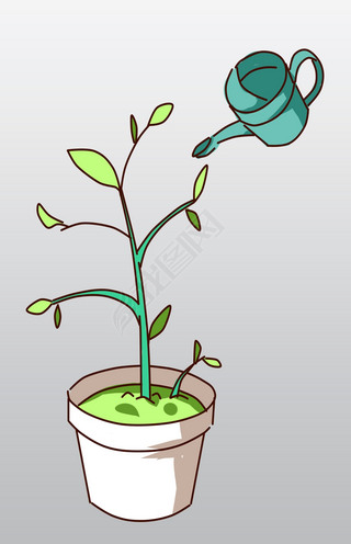 植树节植物浇水卡通