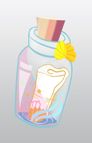 许愿心愿漂流瓶插画