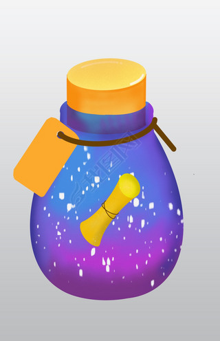 梦幻漂流瓶装饰插画