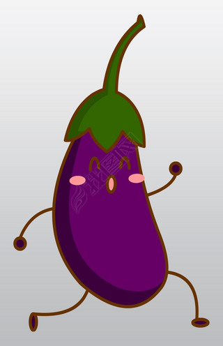 卡通拟人化蔬菜食材茄子免抠图