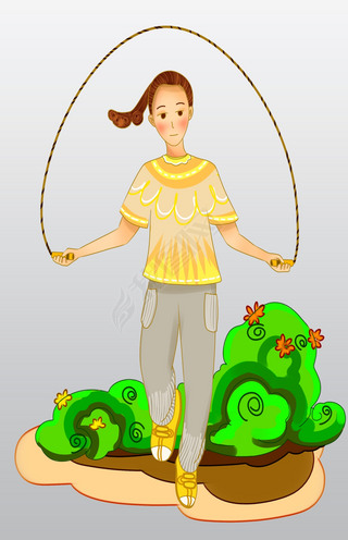 跳绳健身的小女孩