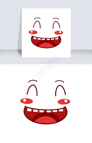 手绘卡通表情可爱露牙的笑脸