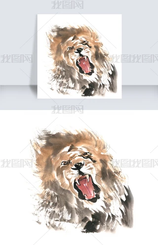 狮子的水墨画专题模板-狮子的水墨画图片素材下载-我图网