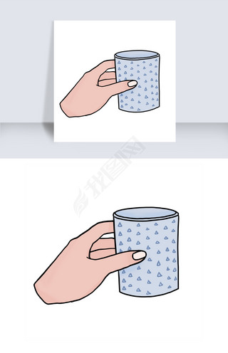 手势杯子卡通插画