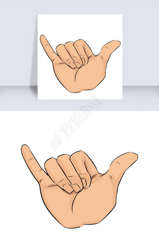 数字六字手势插画