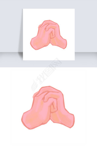 卡通抱拳手势插画