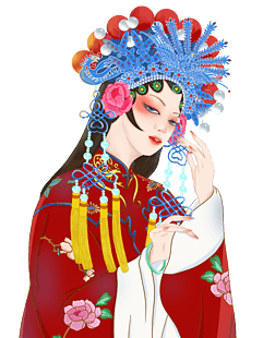 国潮戏曲红色系中国风京剧美女