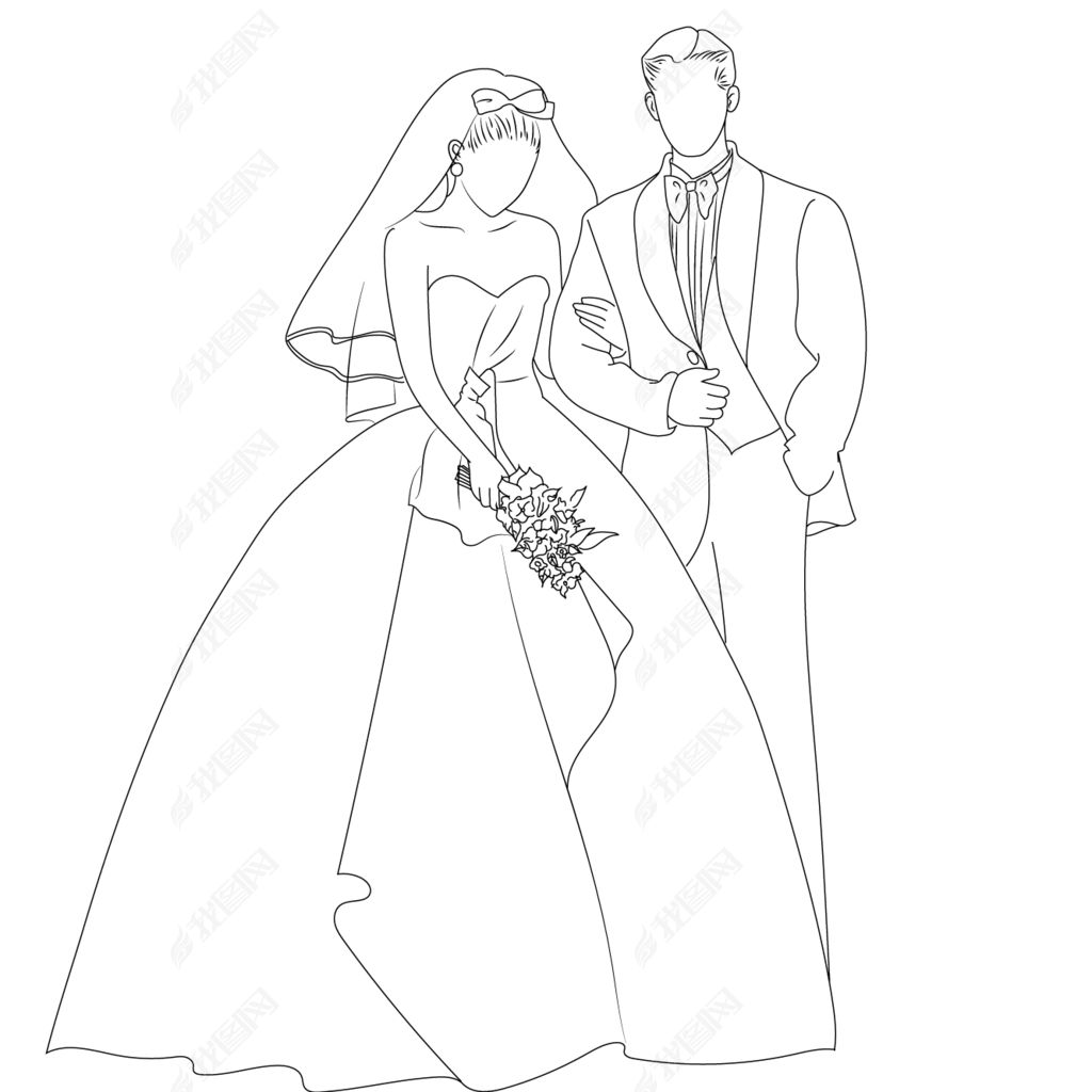 七夕结婚婚礼新郎新娘线描素材简介我图网提供七夕结婚婚礼新郎新娘