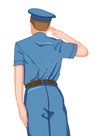 建军节军人背影敬礼