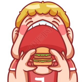 搞笑搞怪张大嘴吃汉堡