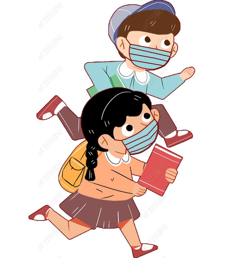 开学季开学防疫疫情戴口罩学生