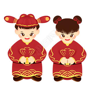 童男童女善财童子春节过年拜年