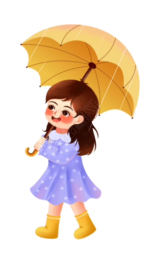 早春雨水节气女生撑伞