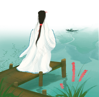 春天春分古风女子背影