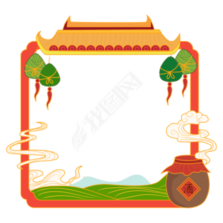 国潮端午节粽子边框