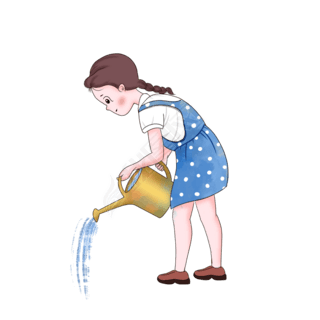 女孩小姑娘浇水