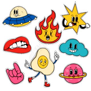 复古卡通贴纸套图