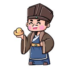 古代商人商贩手拿元宝卡通