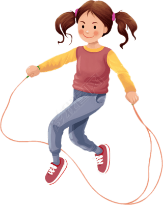 卡通跳绳可爱小女孩