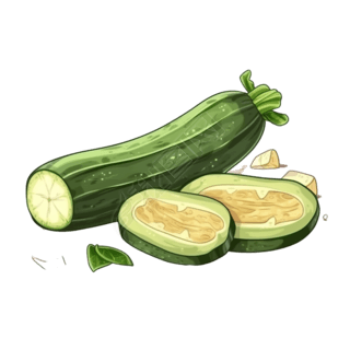 卡通绿色蔬菜丝瓜