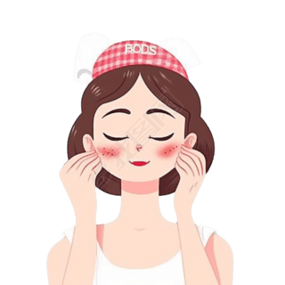 卡通手绘补水护肤敷面膜女孩