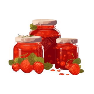 卡通手绘草莓果酱