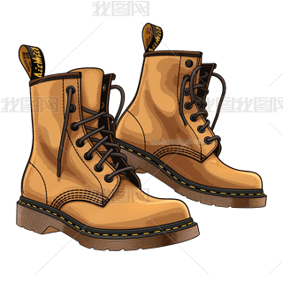 卡通手绘马丁靴鞋子
