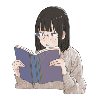 卡通动漫漫画看书学习女孩
