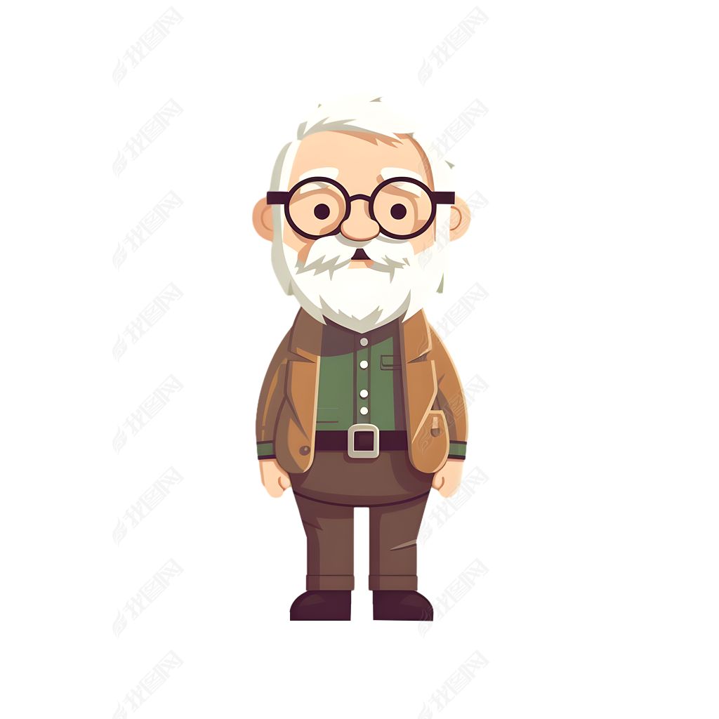 扁平白胡子老人免扣