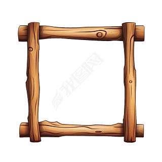 卡通木棍正方边框元素