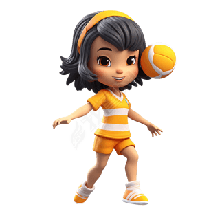 卡通动漫3d运动排球女孩