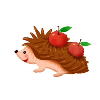 刺猬动物苹果可爱动图gif