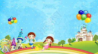 原创六一儿童节跷跷板游乐园卡通动态视频背景