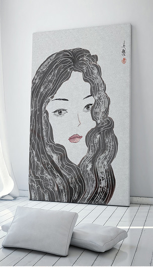 现代极简水彩女性人物画客厅家居装饰画