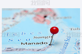 Manado pinned on a map of Asia