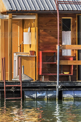 Old Wooden Raft Hut on Sa River - Detail