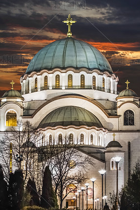 The Temple of Saint Sa at Night - Belgrade - Serbia